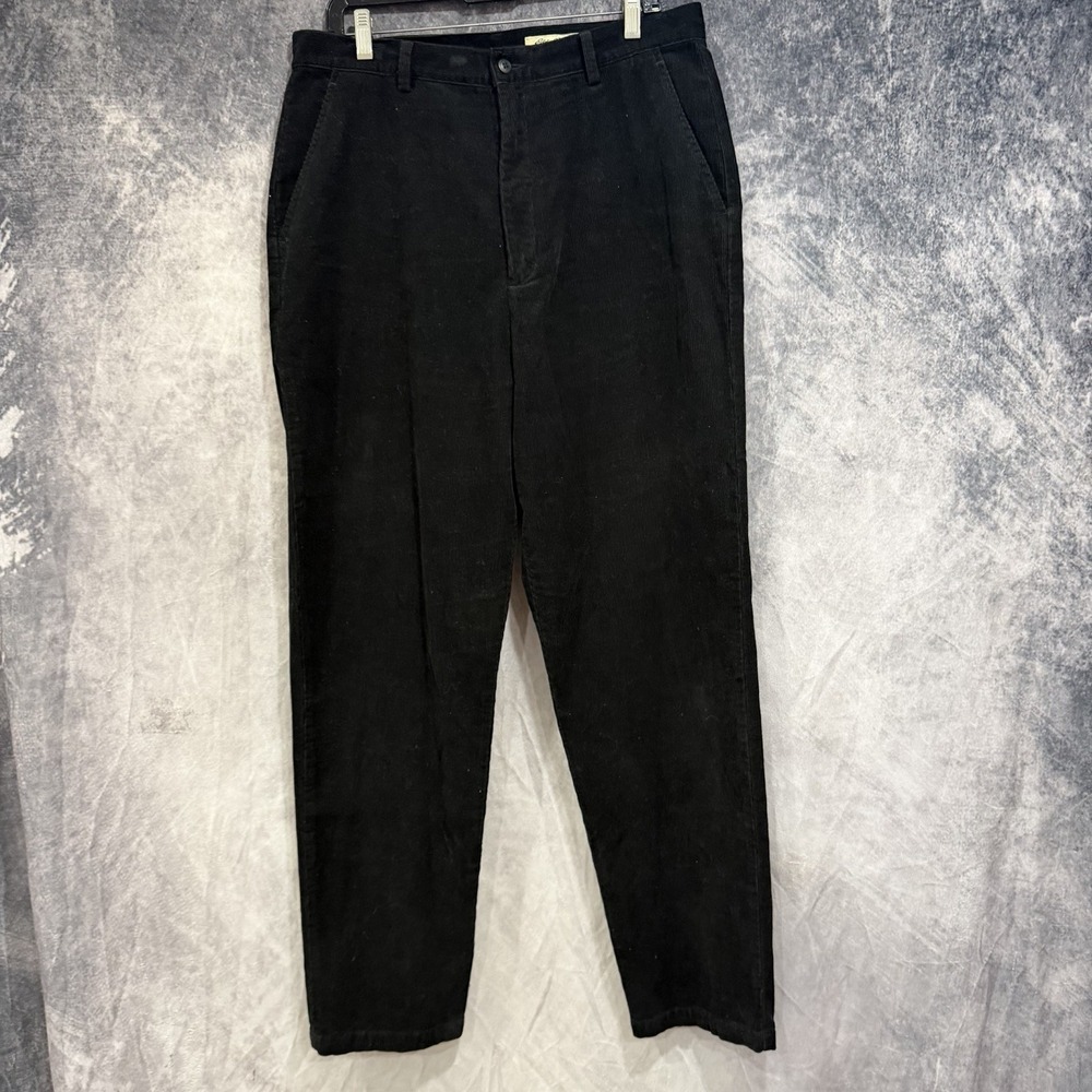 Eddie Bauer Women's Black Corduroy Pants Size 16 Straight Leg 100% Cotton